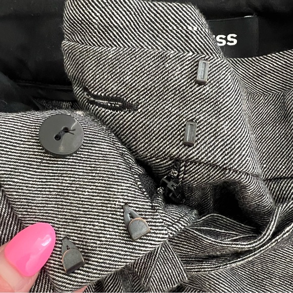 Express Gray Ankle High Rise Belted Paper Bag Linen Pants Size 8 Regular - Picture 4 of 7